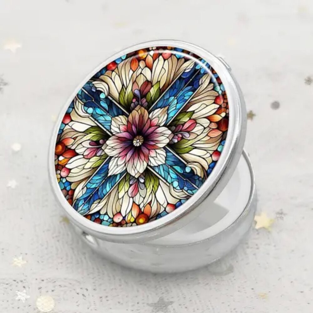 1pc.  Chic Floral Pill Box